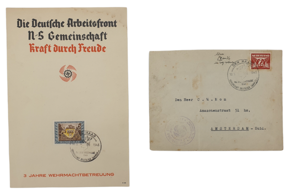 Document - Deutsche Arbeitsfront KDF Kraft Durch Freude The Hague with envelope