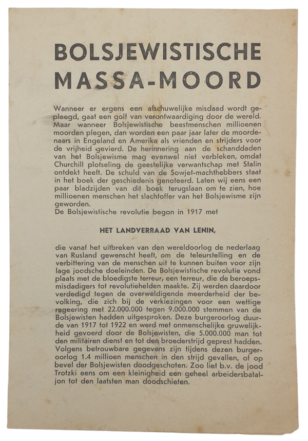 NSB flyer - ''Bolsjewistische Massa-moord''