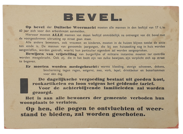 Document - Order to report for labour