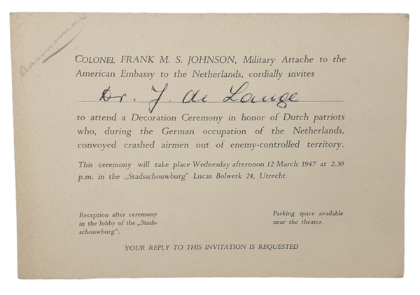 Document - Invitation card Stadsschouwburg Utrecht (1947)