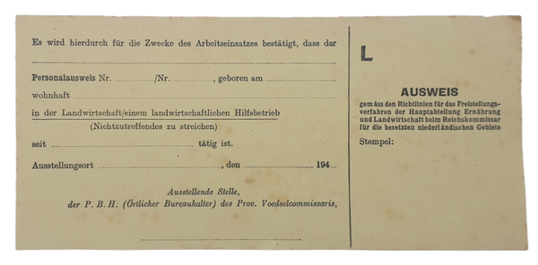 Unused Ausweis (1943)