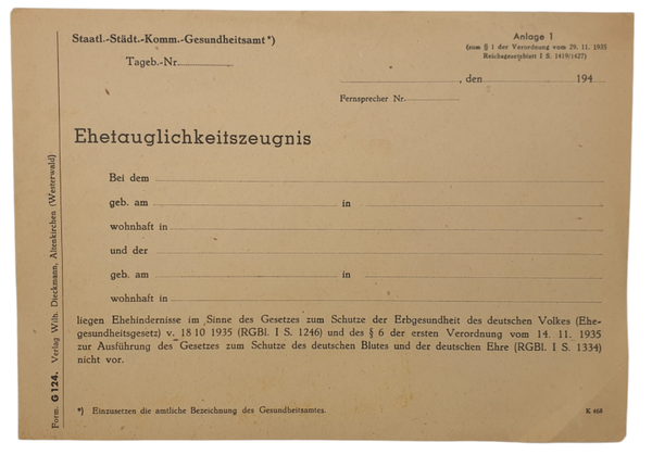 Document - Marriage Certificate printed in Holland with K number 468, Apeldoorn