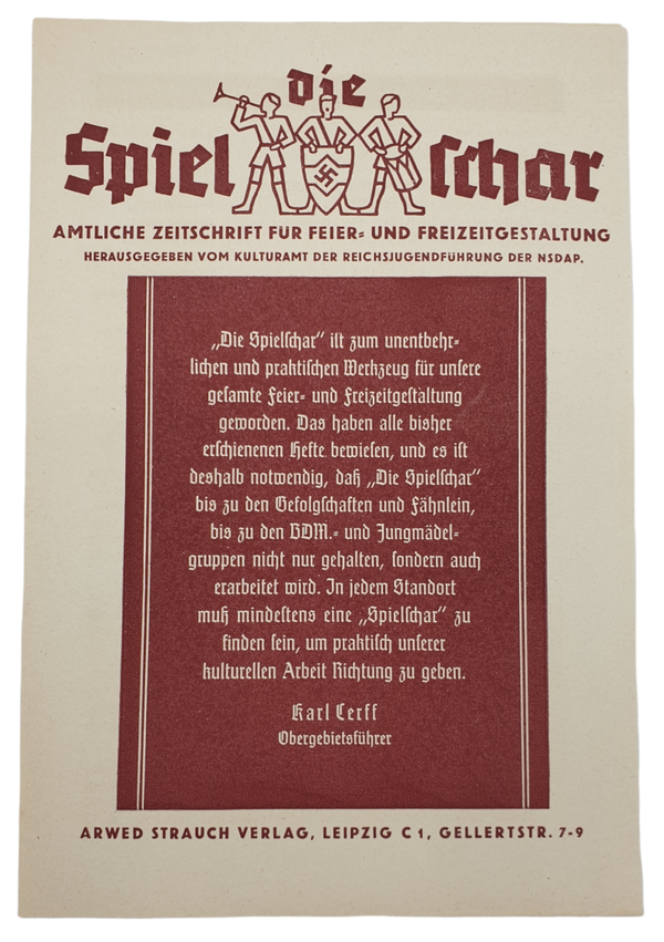 Flyer - Die Spielschar Reichsjugendführung der NSDAP HJ Hitler Jugend