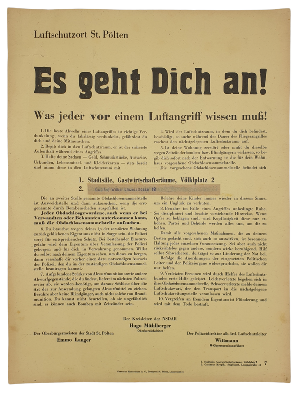 Poster - Luftschutz St. Pölten ''Es geht Dich an!'' Luftangriff