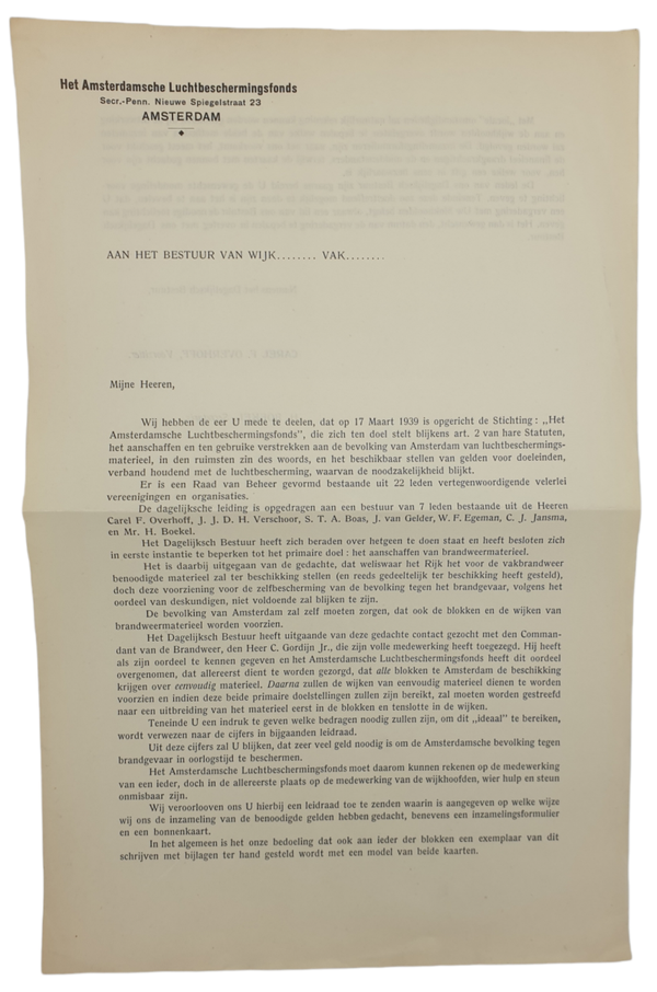 LBD document - Luchtbeschermingsdienst Amsterdam Luchtbeschermingsfonds (1939)