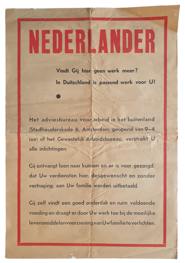 Poster notice - Request for workers in Germany, Amsterdam