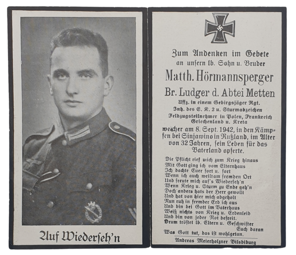 Original WW2 German Document - Death card Gebirgsjäger, Poland, France, Kreta (1942)