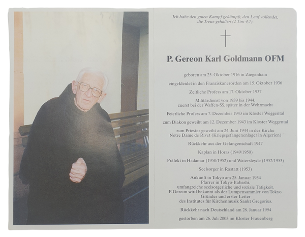 Original WW2 German Document - Death card Waffen SS (2003)