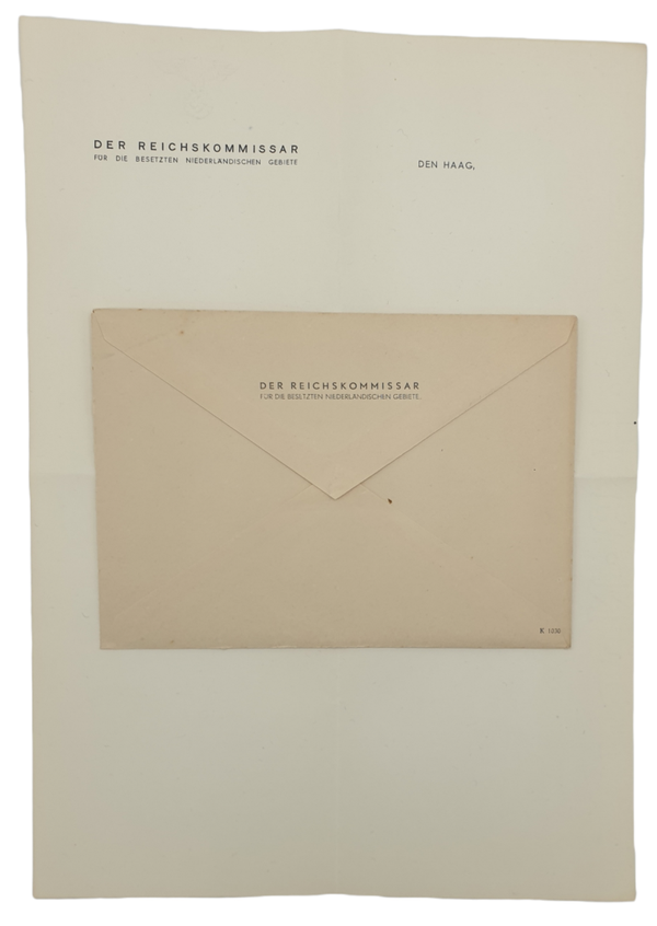 Original WW2 Dutch Writing Paper - Der Reichskommissar für die Besetzten Niederländischen Gebiete, Seyss-Inquart