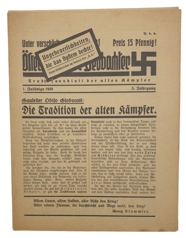 Original WW2 German Newspaper - Österreichischer Beobachter, 3rd Year, July (1938)
