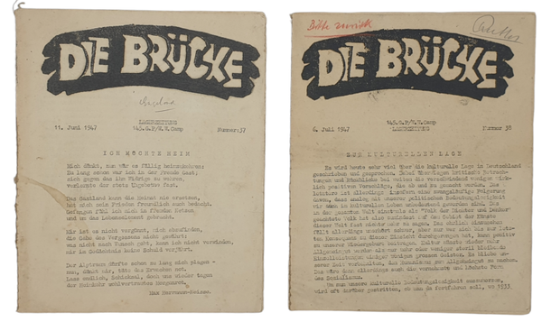 Original WW2 German Magazine - Die Brücke Lagerzeitung 145. G.P./W.W. Camp, England (1947)