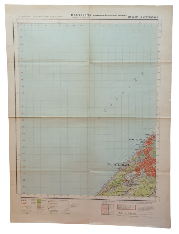 Original WW2 German Map - Heeresarte West 's-Gravenhage (The Hague) (1943)