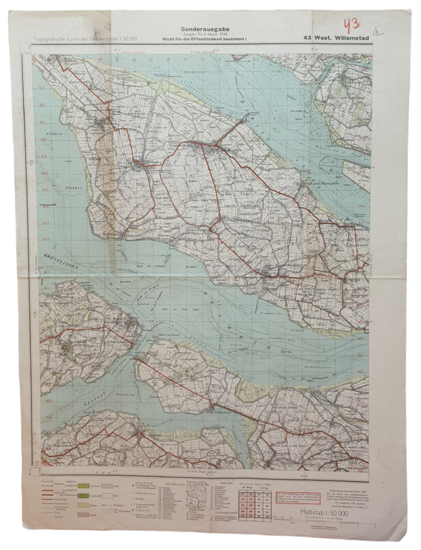 Original WW2 German Map - Sonderausgabe West Willemstad (1941)