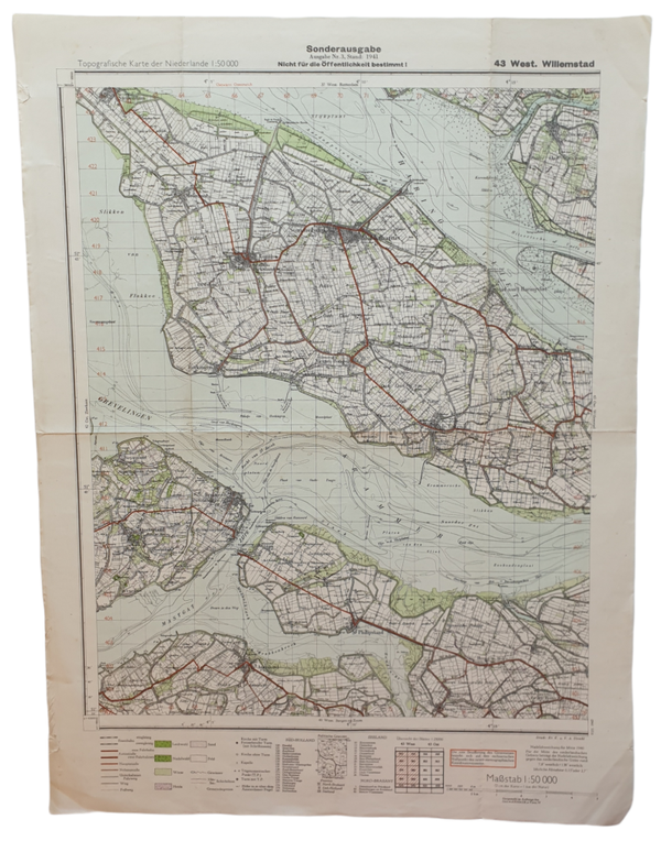 Original WW2 German Map - Sonderausgabe West Willemstad (1942)