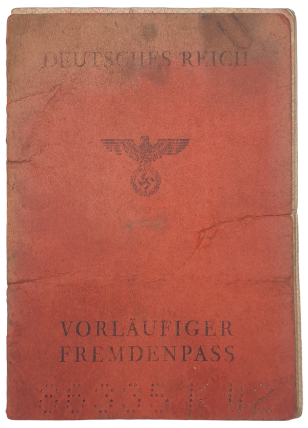 Original WW2 German Document - Vorläufiger Fremdenpass Milan, Italy (1944)