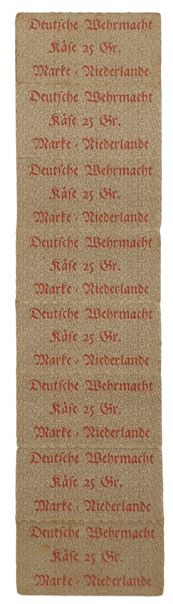 Original WW2 German Document - Deutsche Wehrmacht cheese coupons, the Netherlands