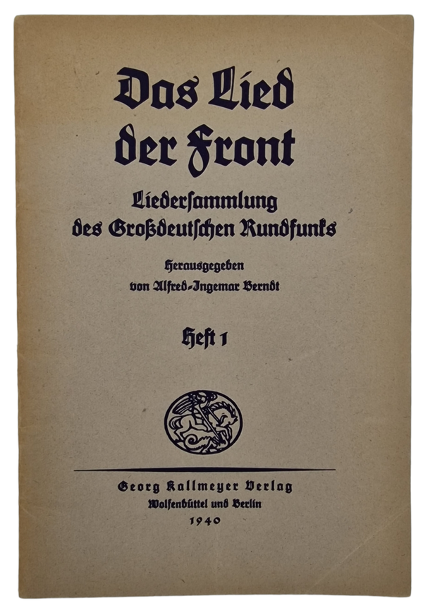 Original WW2 German Brochure - Das Lied der Front heft 1 (1940)