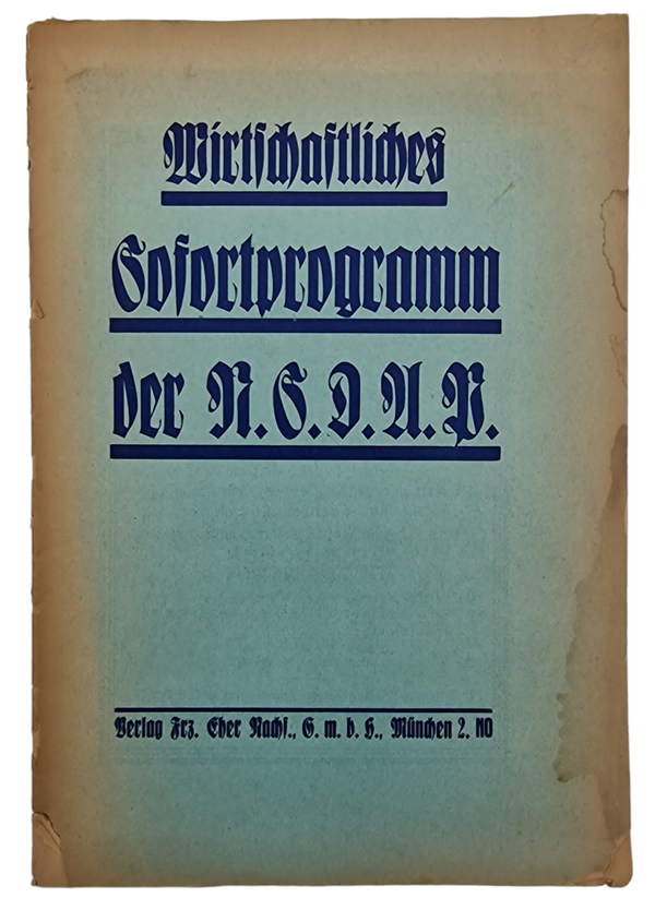 Original WW2 German Brochure - Wirtschaftliches Sofortprogramm der NSDAP (1932)