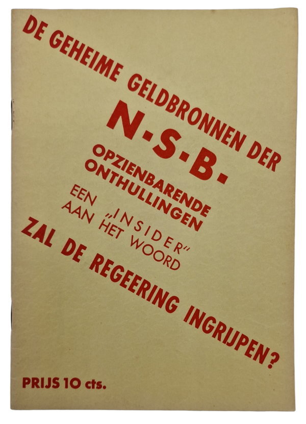 Original WW2 Dutch Collaboration NSB Brochure - De Geheime geldbronnen der NSB (1935)
