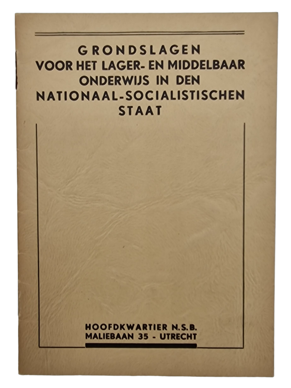 Original WW2 Dutch Collaboration NSB Brochure - Grondslagen voor het lager- en middelbaar onderwijs in den Nationaal-socialistischen staat (1938)