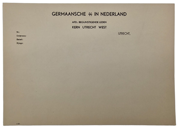Original WW2 Dutch Waffen SS Document - Letterhead Germaansche SS in Nederland Kern Utrecht West