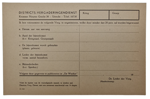 Original WW2 Dutch NSB Collaboration Document - Meeting organisation Utrecht