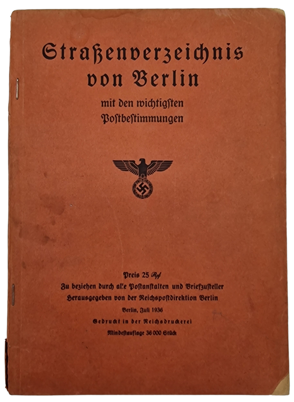 Original WW2 German Book - Strassenverzeichnis von Berlin (1936)