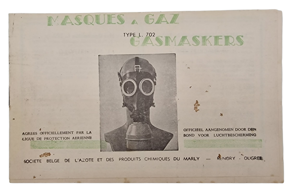 Original WW2 Belgian Brochure - Masques a Gas Gasmaskers Type L. 702, gasmask manual