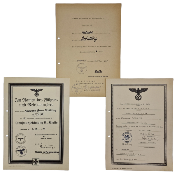 Original WW2 German Document - Citations Dienstauszeichnung III & IV Wiesbaden (1936-1939)