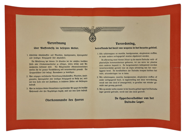 Original WW2 Dutch Poster - German invasion poster May (1940)