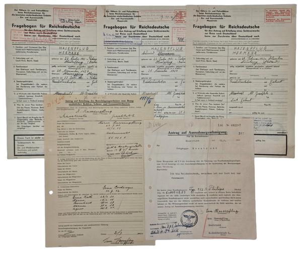 Original WW2 Dutch Document - Fragebogen für Reichsdeutsche Maastricht set (1943)