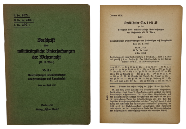 Original WW2 German Book - Vorschrift über Militär Ärztliche Untersuchungen der Wehrmacht (1937)