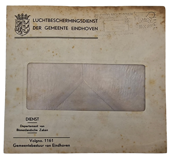 Original WW2 Dutch Document - LBD Luchtbeschermingsdienst Eindhoven envelope (1941)