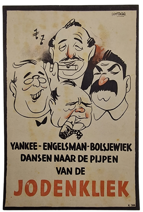 Original WW2 Antisemitic Dutch Collaboration NSB Flyer - Jodenkliek, large size