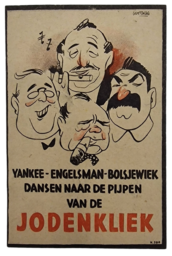 Original WW2 Antisemitic Dutch Collaboration NSB Flyer - Jodenkliek, small size