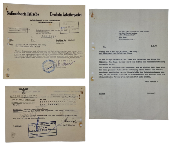 Original WW2 Dutch Collaboration Document - NSDAP NS Frauenschaft, The Hague (1943)
