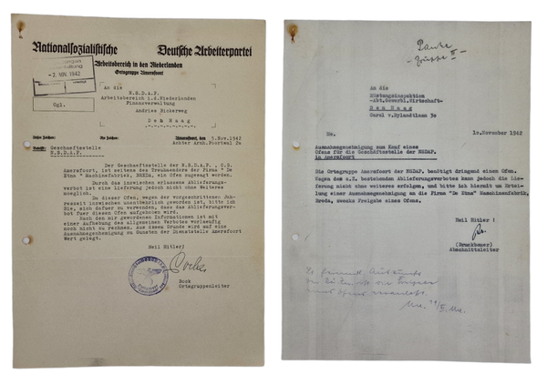 Original WW2 Dutch Collaboration Document - NSDAP Ortsgruppe Amersfoort (1942)