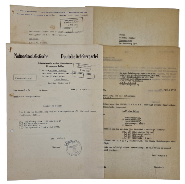 Original WW2 Dutch Collaboration Document - NSDAP Ortsgruppe Leiden (1942)