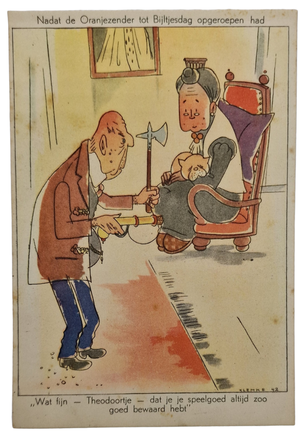 Original WW2 Dutch Collaboration NSB Postcard - ''Nadat de Oranjezender tot Bijltjesdag opgeroepen had'' (1942)