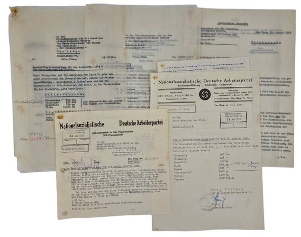 Original WW2 Dutch Collaboration Document - NSDAP Reichsjugendführung HJ Hitler Jugend The Hague (1943)
