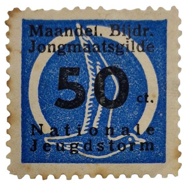 Original WW2 Dutch NSB Collaboration Document - Contribution seal NJS Jeugdstorm ''50 cent Nationale Jeugdstorm''