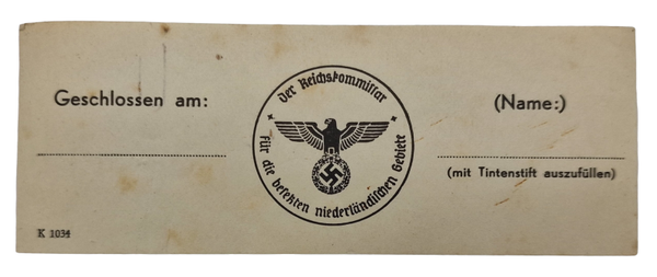 Original WW2 Dutch Collaboration Document - Reichskommissar Geschlossen seal