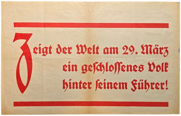Original WW2 German Poster - NSDAP election poster ''Zeigt der Welt'' (1936)