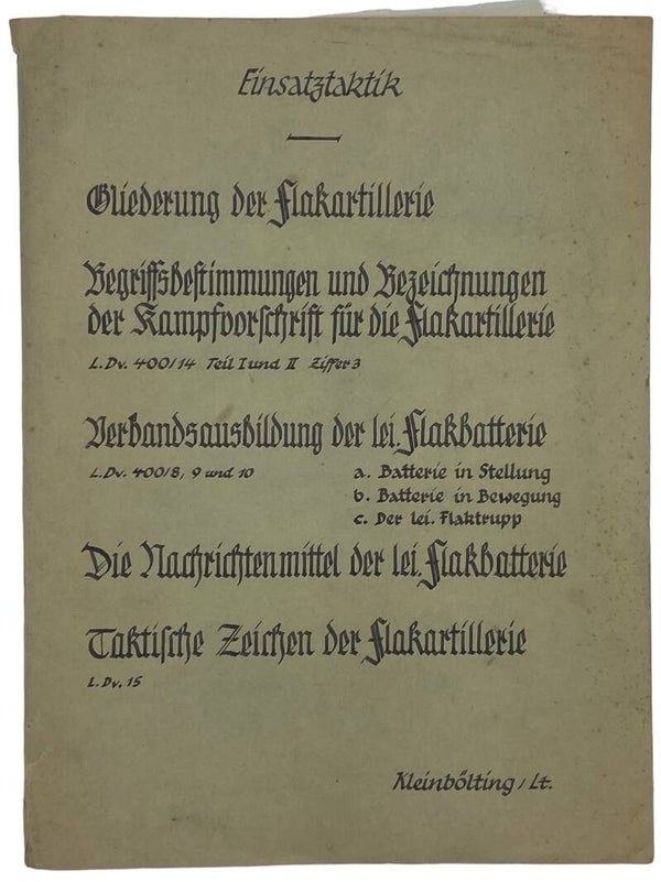 Original WW2 German Document - Einsatztaktik Gliederung der Flakartillerie Norwegen (1943)