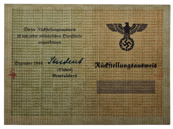Original WW2 Dutch Document - Unused Rückstellungsausweis (1944)