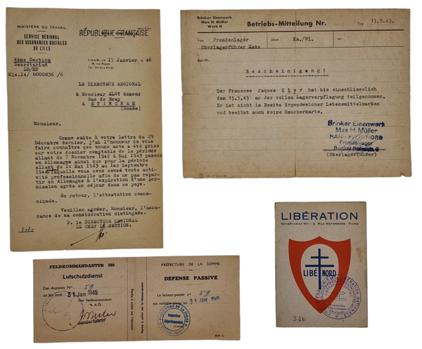 Original WW2 Belgian Document - Liberation Membre Actif document set, Étinehem, Somme