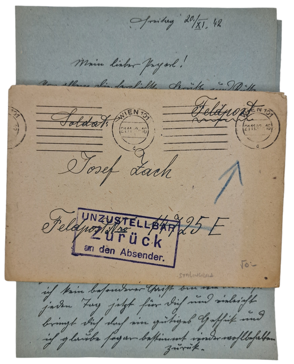 Original WW2 German Document - Envelope Stalingrad (1942)