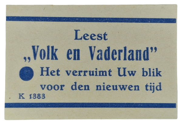 Original WW2 Dutch Collaboration NSB Document - Leest Volk en Vaderland, stamp seal