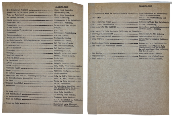Original WW2 Dutch Collaboration NSB Document - National socialist publication list