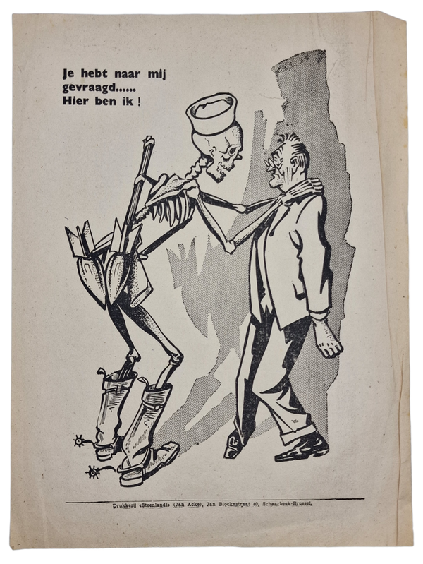 Original WW2 Flemish Collaboration Document - Flyer ''Je hebt naar mij gevraagd.. Hier ben ik!'' Roosevelt